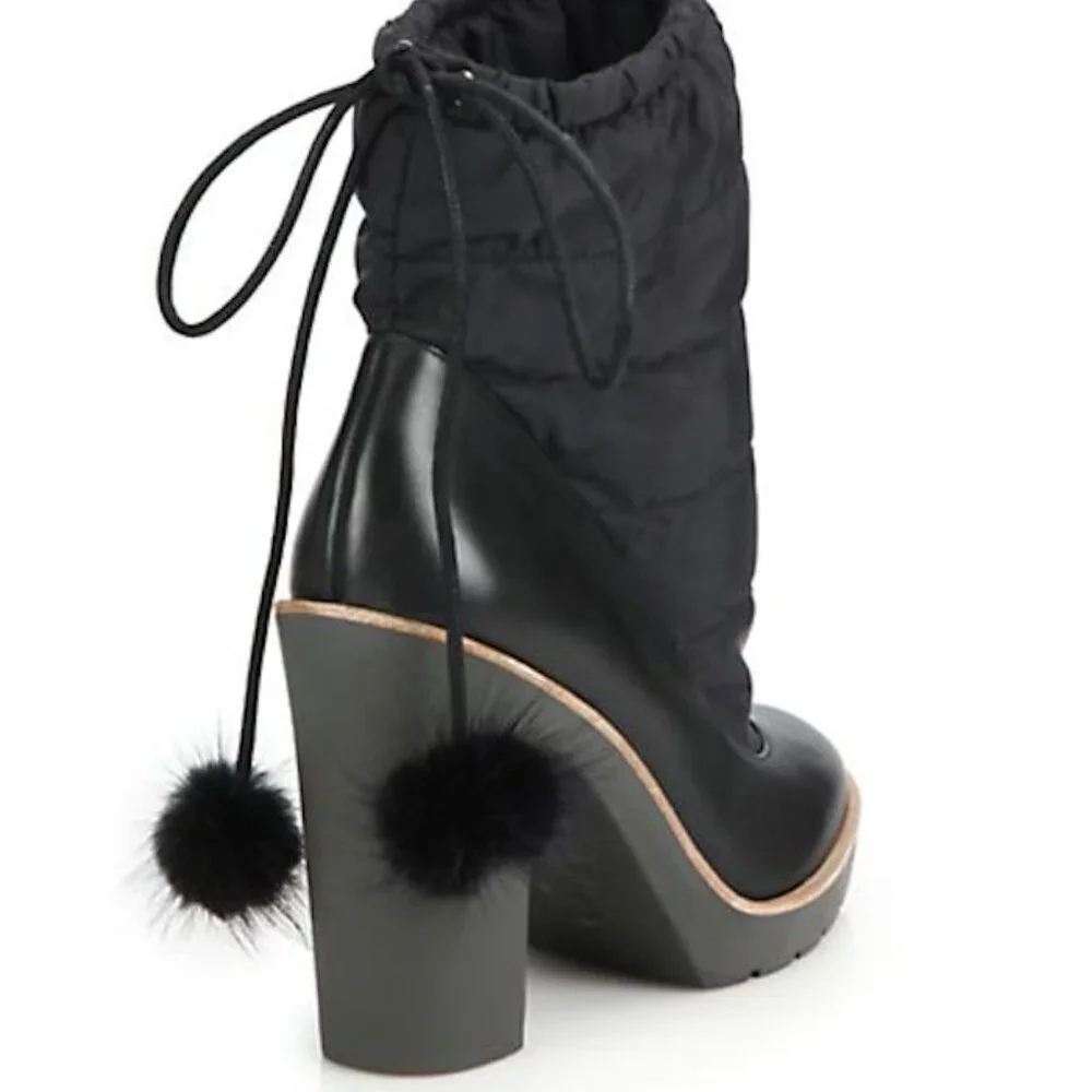 Kate Spade New York Ginnie Faux Fur Pom-Pom Quilted Ankle Boots